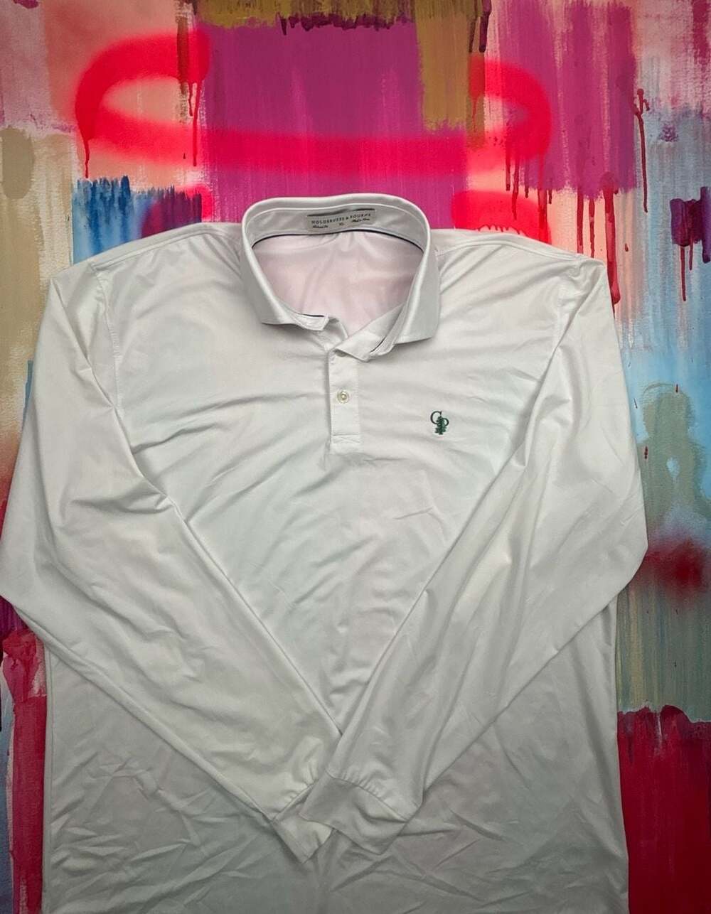 Holderness Bourne Calusa Pines Golf Club Long Sleeve Performance Polo Shirt Whit